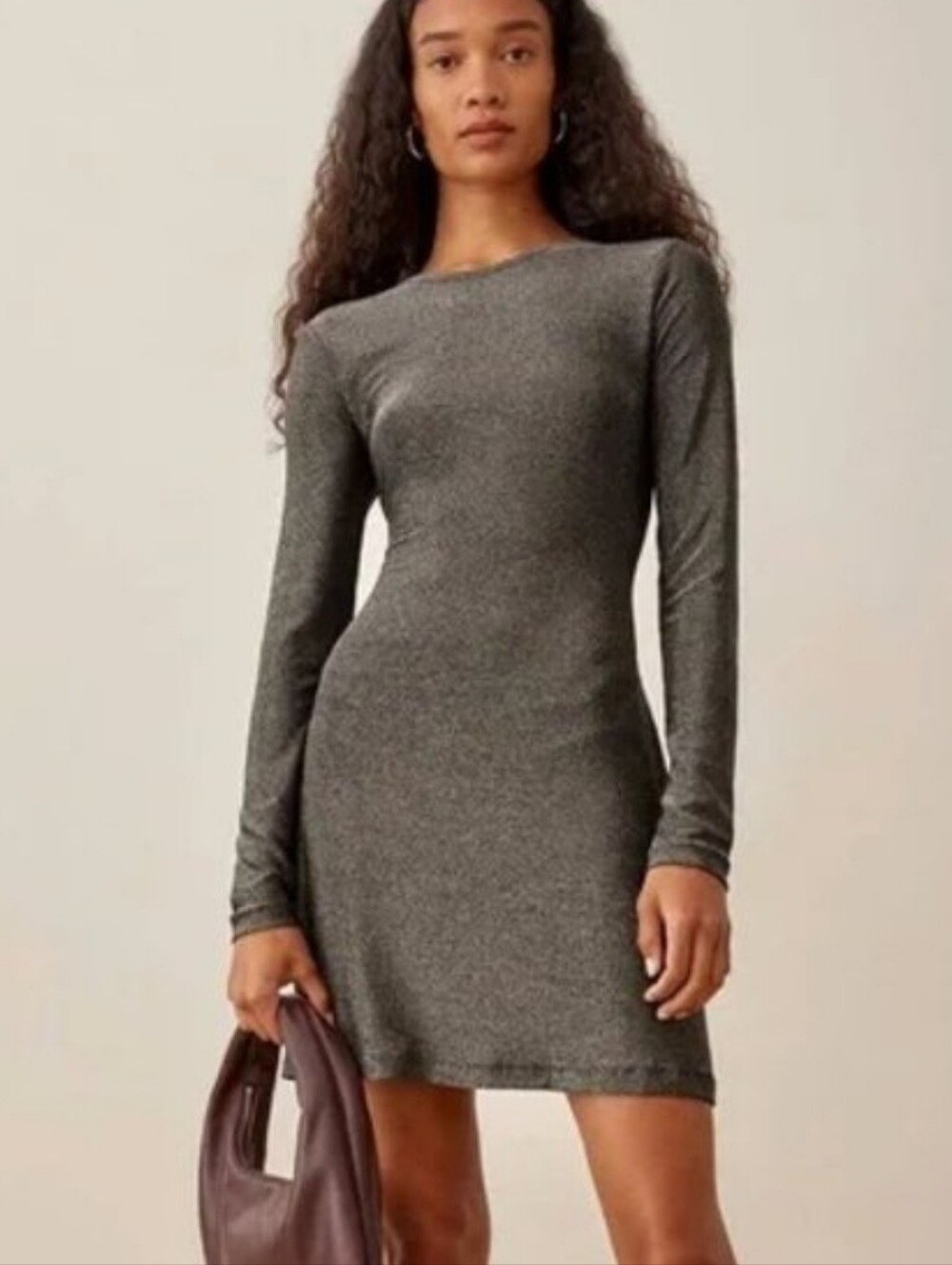 Reformation XS Long Sleeve Metallic Mini Dress